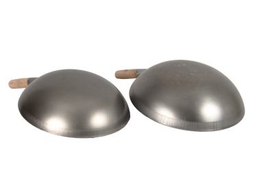 Wok Set Pfanne 33 + 35cm Ø runder Boden Gas Induktionsmulde Carbon Stahl Holzgriff AAF Nommel®