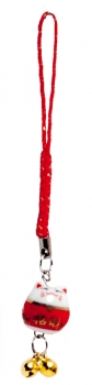 Glückskatze Keramik 014-R Anhänger Rot Schlüssel Winkekatze Schlüssel Handyanhänger