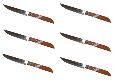 6er Thailändische Allzweck Küchen Messer Holzgriff 23 cm Kneipchen Edelstahl