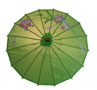 Sonnenschirm 02 B-Ware Dekoschirm Ø 84 cm aus Kunstfaser grün Bambus Schirm Asia