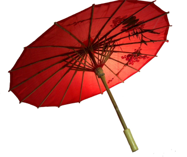 Sonnenschirm 011b Deko Schirm Ø 55 cm Kunstfaser rot Bambus Holz Bali Asia