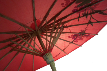 Sonnenschirm 011b Deko Schirm Ø 55 cm Kunstfaser rot Bambus Holz Bali Asia