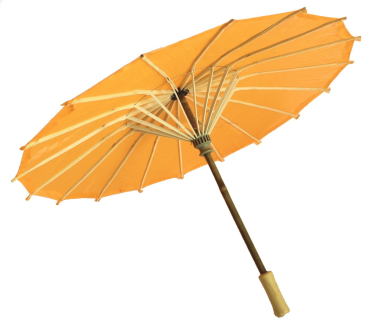 Preview: Sonnenschirm 220b Deko Schirm Ø 84 cm Kunstfaser gelb orange Bambus Holz Bali Asia