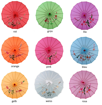 Preview: Sonnenschirm 120b Deko Schirm Ø 55 cm Kunstfaser gelb Bambus Holz Bali Asia