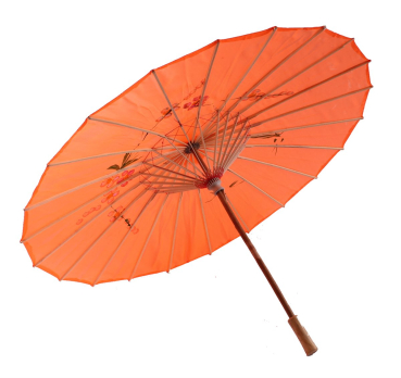 Preview: Sonnenschirm 05 Deko Schirm Ø 84 cm Kunstfaser orange Bambus Holz Bali Asia