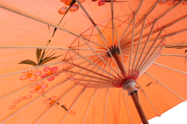 Preview: Sonnenschirm 05 Deko Schirm Ø 84 cm Kunstfaser orange Bambus Holz Bali Asia