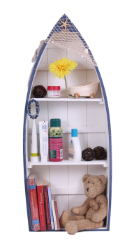 Preview: Bootsregal 041 Stand Regal 92 cm Holzregal Boot Wandregal Schiff Shabby Look Hängeregal