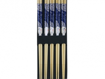 022 Chopsticks 5 Paar Stäbchen Eßstäbchen Bambus Holz Essstäbchen