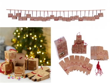 Adventskalender Bastelset 24 tlg Boxen Würfel 6x6 cm Aufhänger zum befüllen Weihnachtskalender