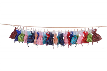 Preview: Adventskalender Klammern edlen Organza Söckchen zum Aufhängen Weihnachtskalender