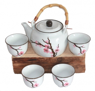 112 B-Ware Teeservice 5 tlg Teeset Sakura Kanne Tasse Tee Geschenkbox Asia