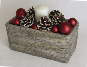 Preview: Pflanztopf 09 Holzoptik Blumentopf Pflanzschale rechteckig Holz Beton Kübel