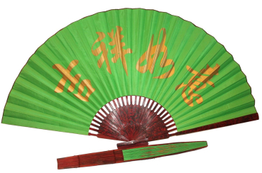 056 Fächer 100/175 cm Holz Asien China Dekofächer Wandfächer groß grün Papier