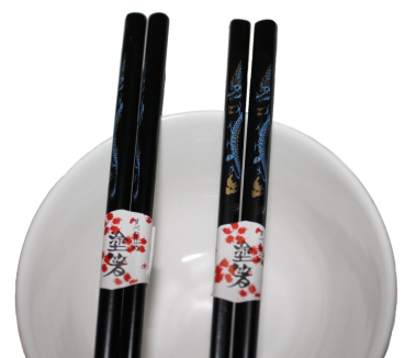 Preview: 045 Chopsticks 5 Paar Stäbchen Eßstäbchen Essstäbchen Bambus Holz schwarz