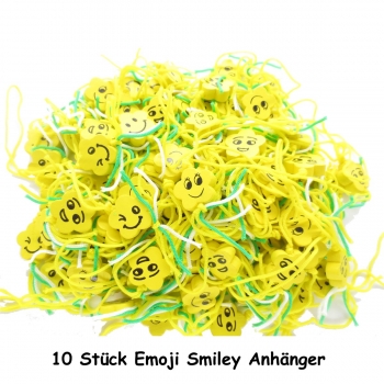 Smiley Emoji 10 Stk Holz Anhänger Schlüsselanhänger Glücksbringer Glückspüppchen