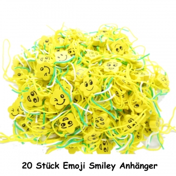 Smiley Emoji 20 Stk Holz Anhänger Schlüsselanhänger Glücksbringer Glückspüppchen
