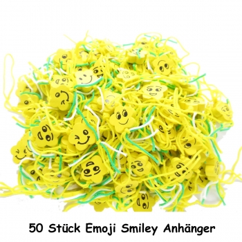 Smiley Emoji 50 Stk Holz Anhänger Schlüsselanhänger Glücksbringer Glückspüppchen