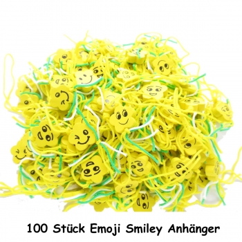 Smiley Emoji 100 Stk Holz Anhänger Schlüsselanhänger Glücksbringer Glückspüppchen