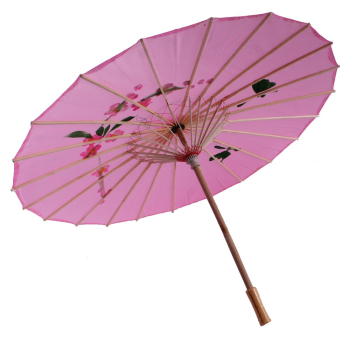 Preview: Sonnenschirm 105 Deko Schirm Ø 84 cm Kunstfaser pink Bambus Holz Bali Asia