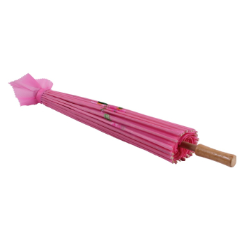 Preview: Sonnenschirm 105 Deko Schirm Ø 84 cm Kunstfaser pink Bambus Holz Bali Asia