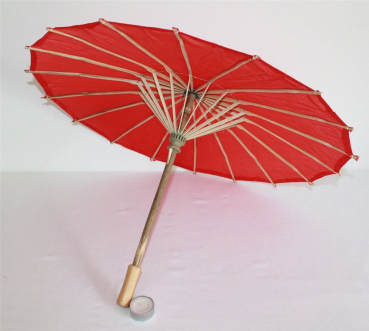 Preview: Sonnenschirm 011 Deko Schirm Ø 55 cm Kunstfaser rot Bambus Holz Bali Asia