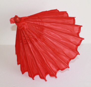 Preview: Sonnenschirm 011 Deko Schirm Ø 55 cm Kunstfaser rot Bambus Holz Bali Asia