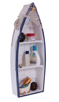 Preview:  Bootsregal 01 Stand Regal 62cm Holzregal Boot Wandregal Schiff Shabby Look weiss Hängeregal