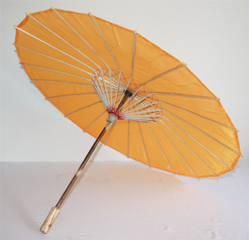 Sonnenschirm 220 Deko Schirm Ø 84 cm Kunstfaser gelb orange Bambus Holz Bali Asia