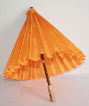 Sonnenschirm 220 Deko Schirm Ø 84 cm Kunstfaser gelb orange Bambus Holz Bali Asia