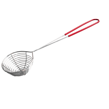 Preview: 10er Pack Fondue Sieb Edelstahl XXL Ø 7,5cm, L 30cm silber Sieblöffel Feuertopf Mongolentopf