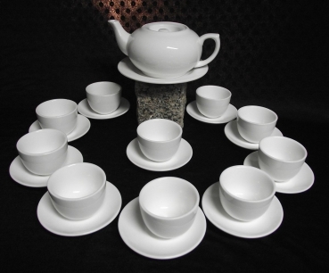228 Asien Tee Set Teeservice Keramik 18 tlg weiss Teekanne Teetasse Kanne