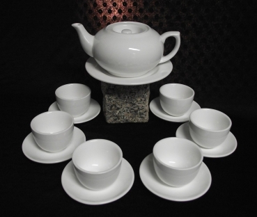 226 Asien Tee Set Teeservice Keramik 14 tlg weiss Teekanne Teetasse Kanne