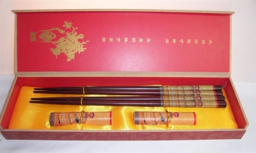 005 Chopsticks 2 Paar Stäbchen Eßstäbchen Bänkchen Holz Essstäbchen Kaiser