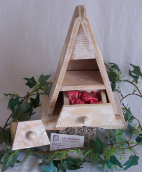 Preview: 01 Holz Pyramide weiß 2 Schubladen B-Ware Regal Kommode Schrank Kiste