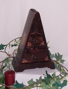 02 Holz Pyramide braun 2 Schubladen B-Ware Regal Kommode Schrank Kiste