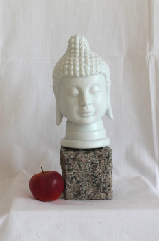 15 Buddha Kopf weiss Keramik Buddhismus Deko Feng Shui China Asia