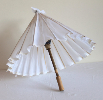 Sonnenschirm 06 Deko Schirm Ø 84 cm Kunstfaser weiss Bambus Holz Bali Asia