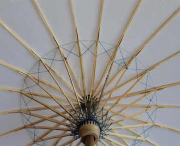 Sonnenschirm 06 Deko Schirm Ø 84 cm Kunstfaser weiss Bambus Holz Bali Asia