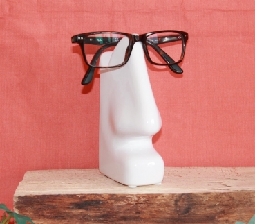 Brillenhalter Brillennase Brillenkopf Brille Keramik weiß Höhe 16 cm