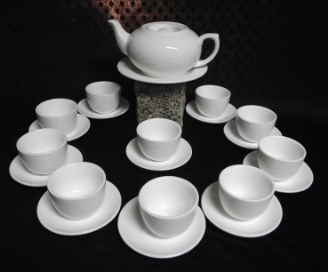 232 Asien Tee Set Teeservice Keramik 26 tlg weiss Teekanne Teetasse Kanne