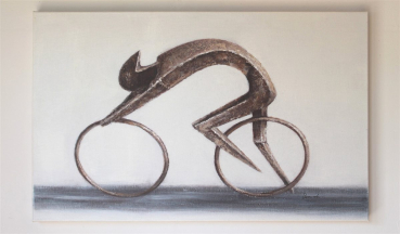 Preview: Ölbild Druck Leinwand Rennradfahrer 50x80cm Öl Leinwand Poster Foto