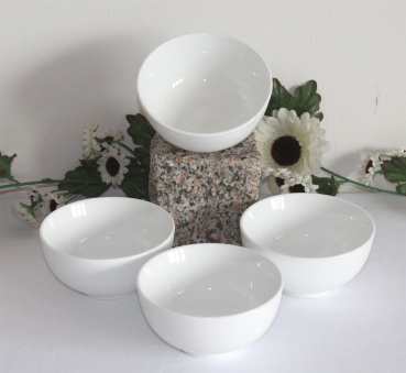06-07 Reisschalen 4 er Set Müslischale Suppenschale Keramik weiss Schale