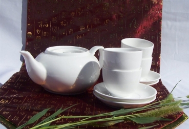220 Asia Tee Set Teeservice Keramik 10 tlg weiss Kanne Tasse