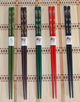 Preview: 021 Chopsticks 5 Paar Stäbchen Eßstäbchen Bambus Holz Essstäbchen 5 Farben