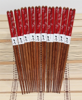024 Chopsticks 10 Paar Stäbchen Eßstäbchen Bambus Holz Essstäbchen rot braun
