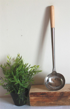 Preview: 01 Schöpfkelle Schöpflöffel Suppenkelle Edelstahl Wok Kelle Löffel 47 cm lang