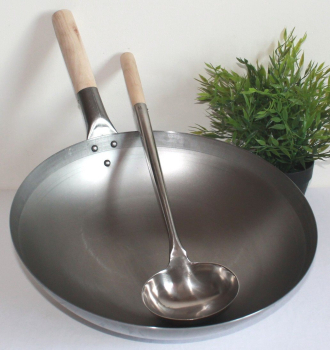 01 Schöpfkelle Schöpflöffel Suppenkelle Edelstahl Wok Kelle Löffel 47 cm lang