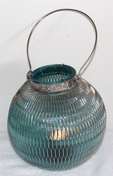 Preview: 120 Orientalische Tischlaterne Windlicht Glas Laterne türkis grün Leuchte Teelichtlampe Garten