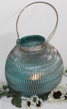 Preview: 120 Orientalische Tischlaterne Windlicht Glas Laterne türkis grün Leuchte Teelichtlampe Garten