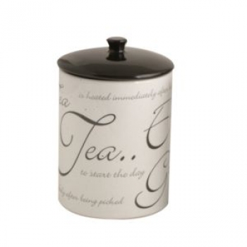 Teedose Keramik weiß schwarz groß Tee Dose Caddy Teebox Vorratsdose Tea Jar